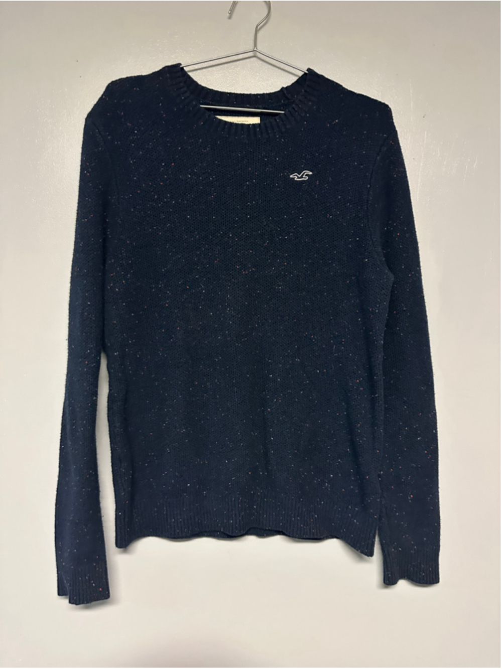 Hollister Crewneck Sweater Navy White Speckled Size Large